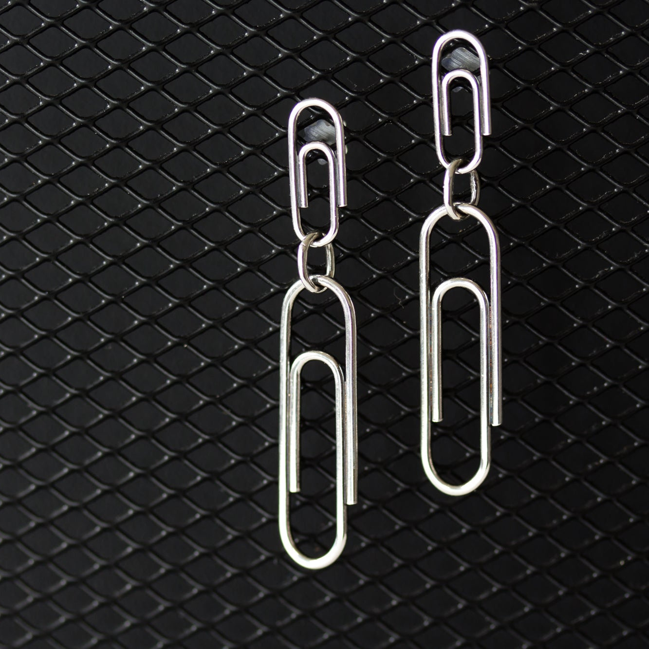 Double Paperclip Dangly Stud Earrings, Sterling Silver - CookOnStrike