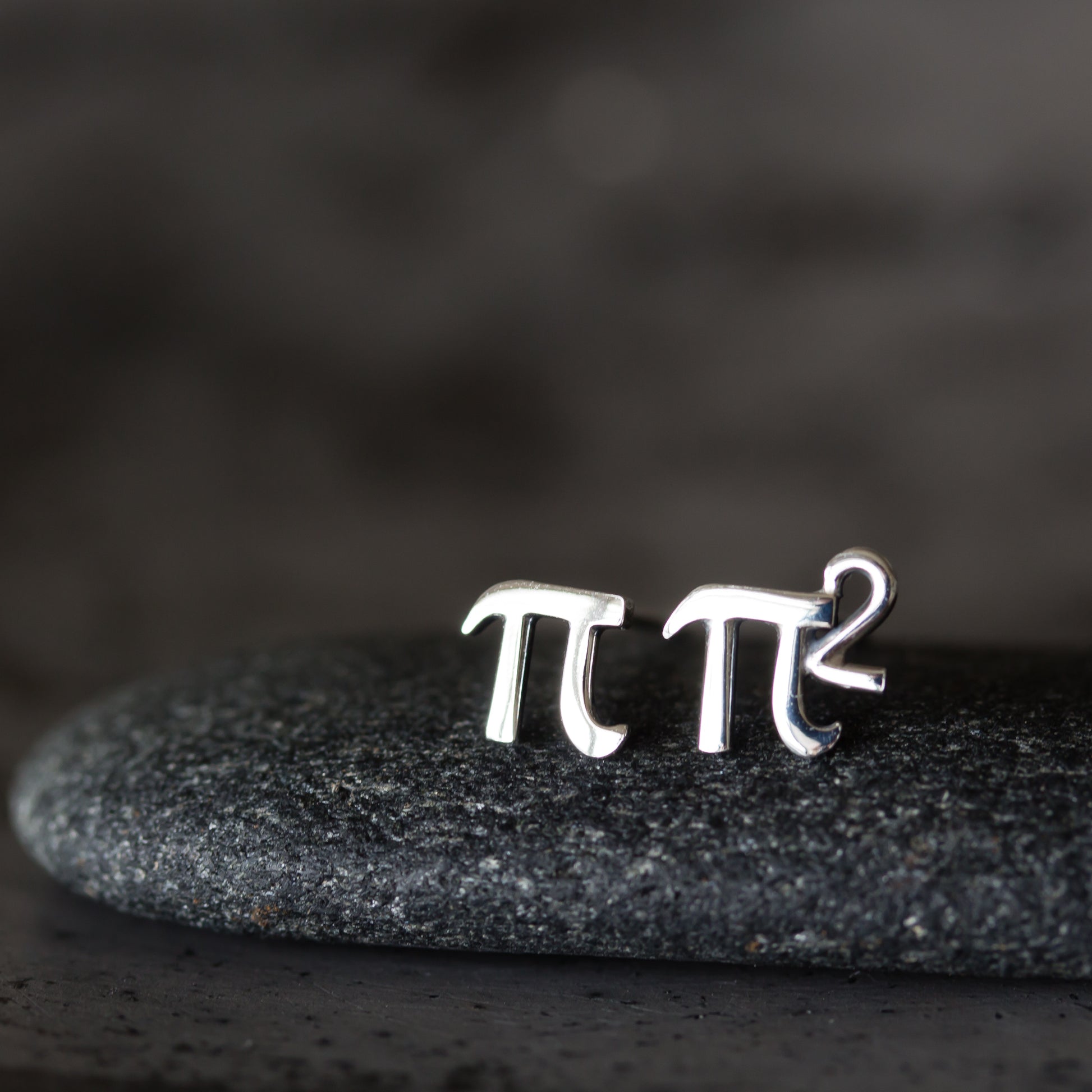 Mismatched Pair of Cute Tiny Pi Studs, mini π and π Squared Stud Earrings - CookOnStrike