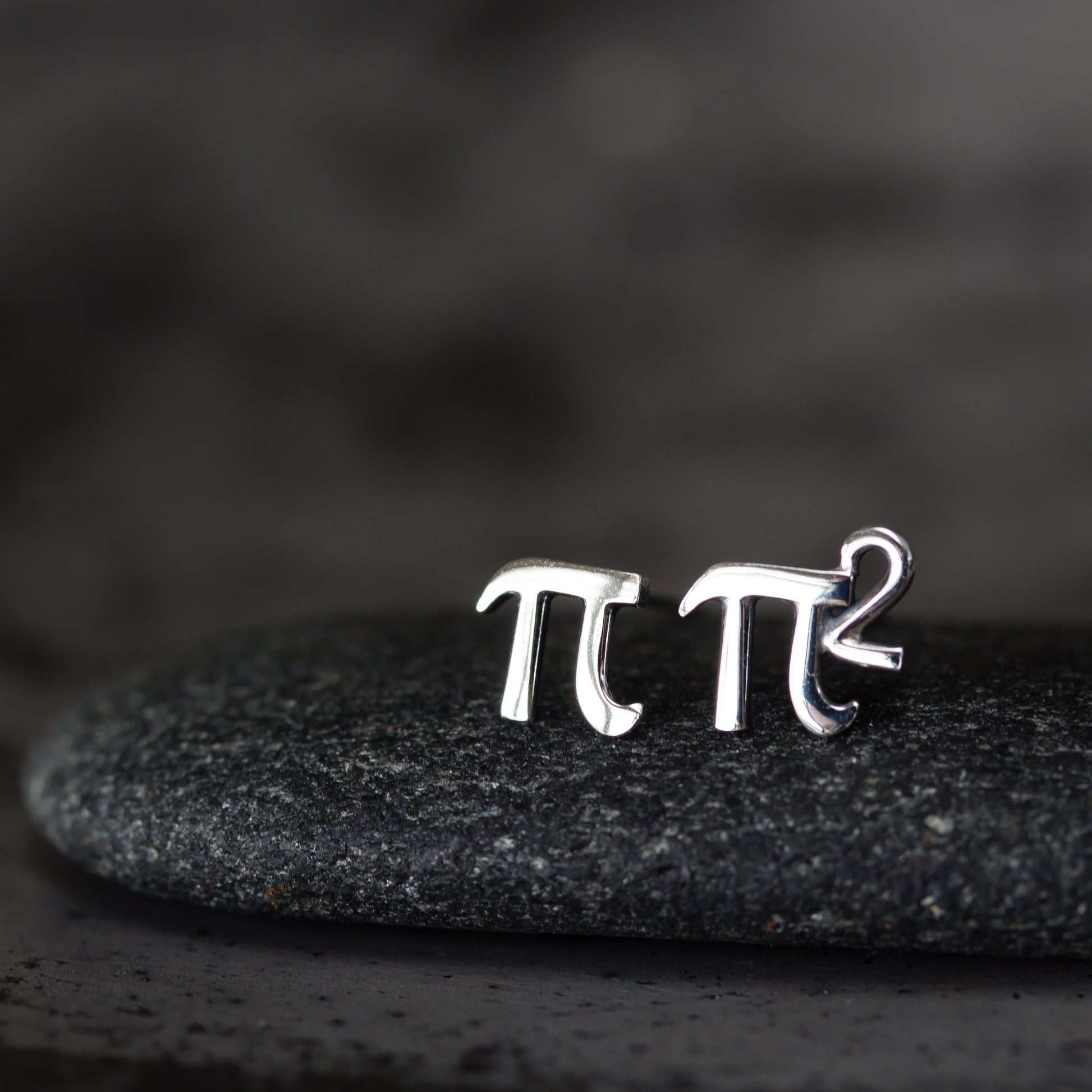 Mismatched Pair of Cute Tiny Pi Studs, mini π and π Squared Stud Earrings - CookOnStrike