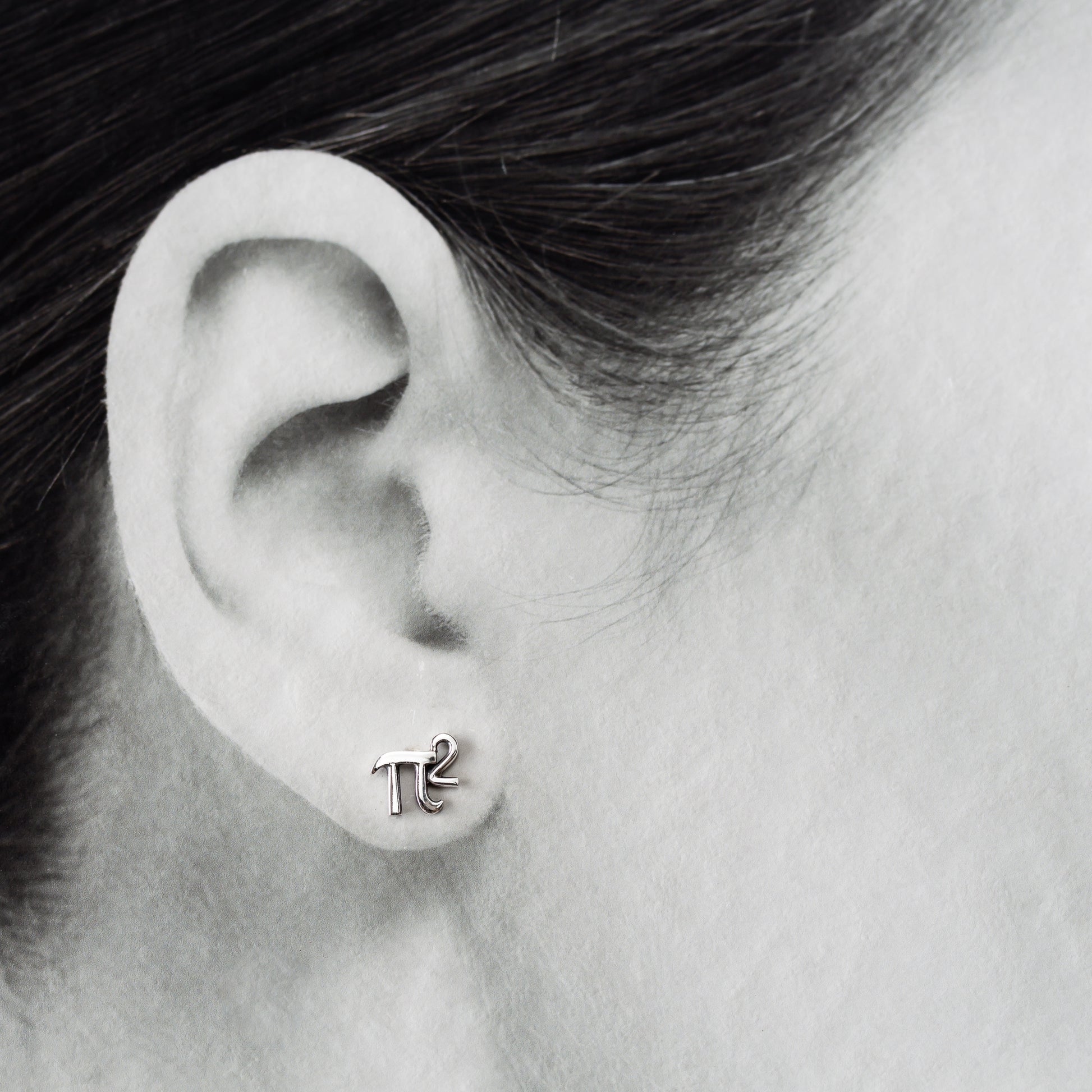 Mismatched Pair of Cute Tiny Pi Studs, mini π and π Squared Stud Earrings - CookOnStrike