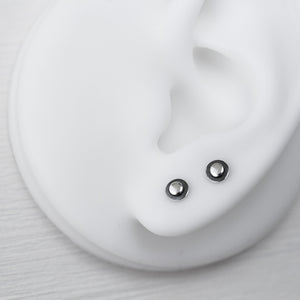 Very Tiny 4.5mm Round Layered Disc Studs, Teeny Tiny Minimalist Sterling Silver Stud Earrings - CookOnStrike