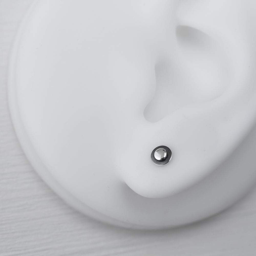 Very Tiny 4.5mm Round Layered Disc Studs, Teeny Tiny Minimalist Sterling Silver Stud Earrings - CookOnStrike