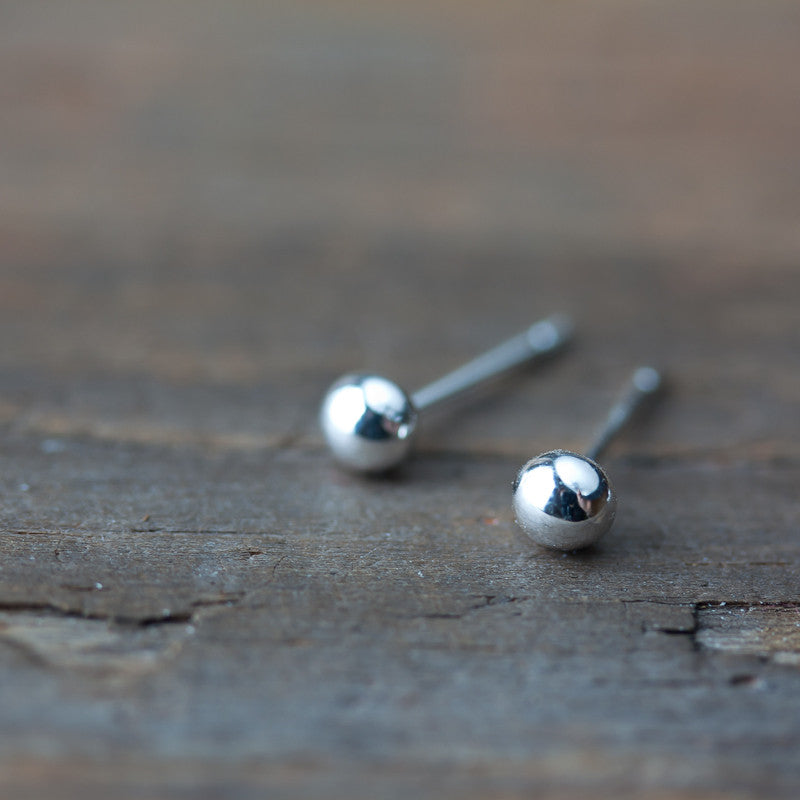 4mm Sterling Silver Ball Stud Earrings - jewelry by CookOnStrike