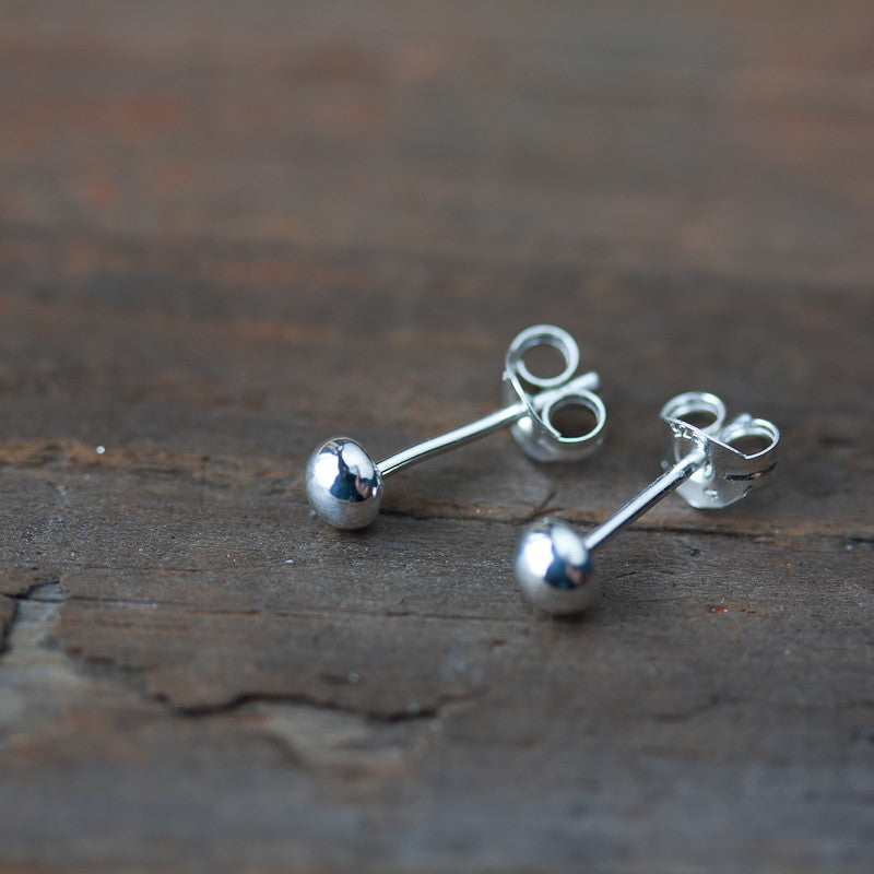 4mm Sterling Silver Ball Stud Earrings - jewelry by CookOnStrike