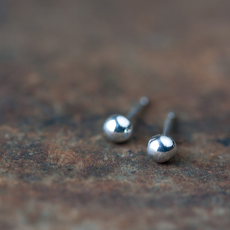 4mm Sterling Silver Ball Stud Earrings - jewelry by CookOnStrike