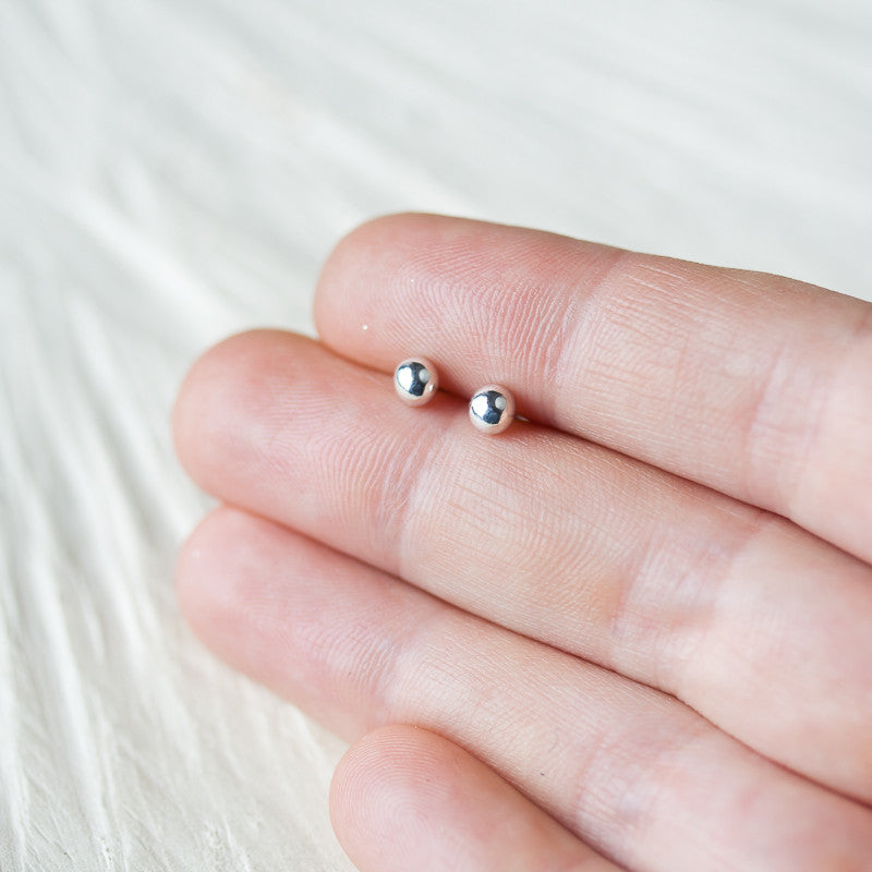 4mm Sterling Silver Ball Stud Earrings - jewelry by CookOnStrike