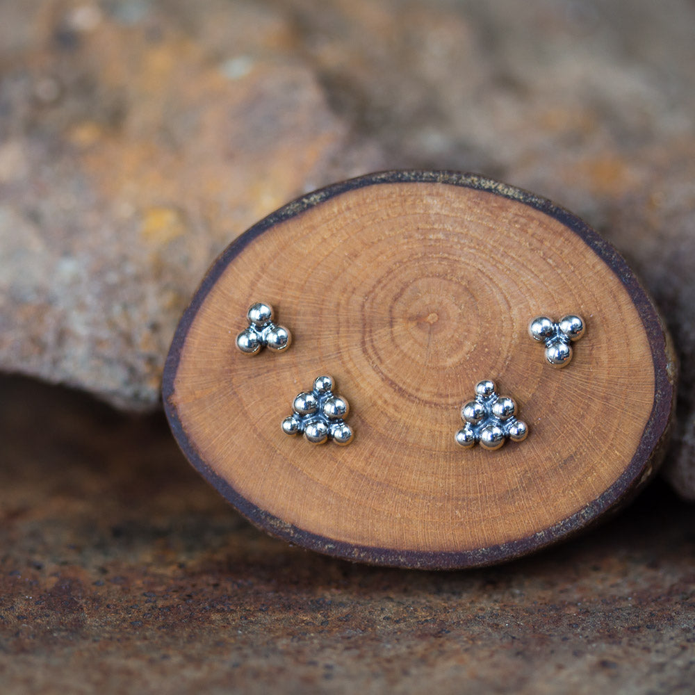 Triangle Stud Earring Set for Double Piercing, Sterling Silver - jewelry by CookOnStrike