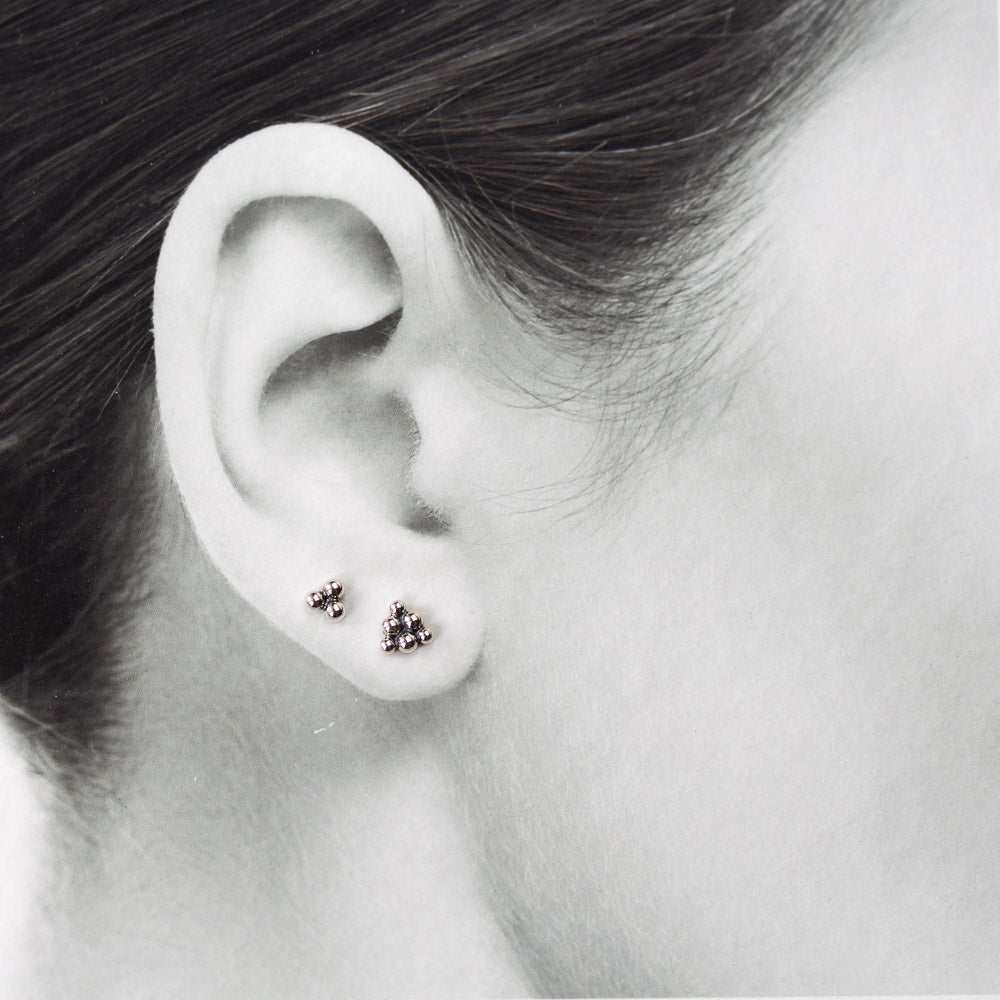 Triangle Stud Earring Set for Double Piercing, Sterling Silver - jewelry by CookOnStrike