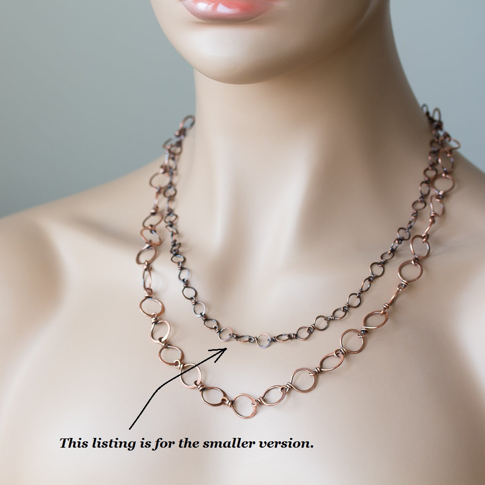Handmade Wire Wrapped Hammered Copper Links Chain - jewelry by CookOnStrike