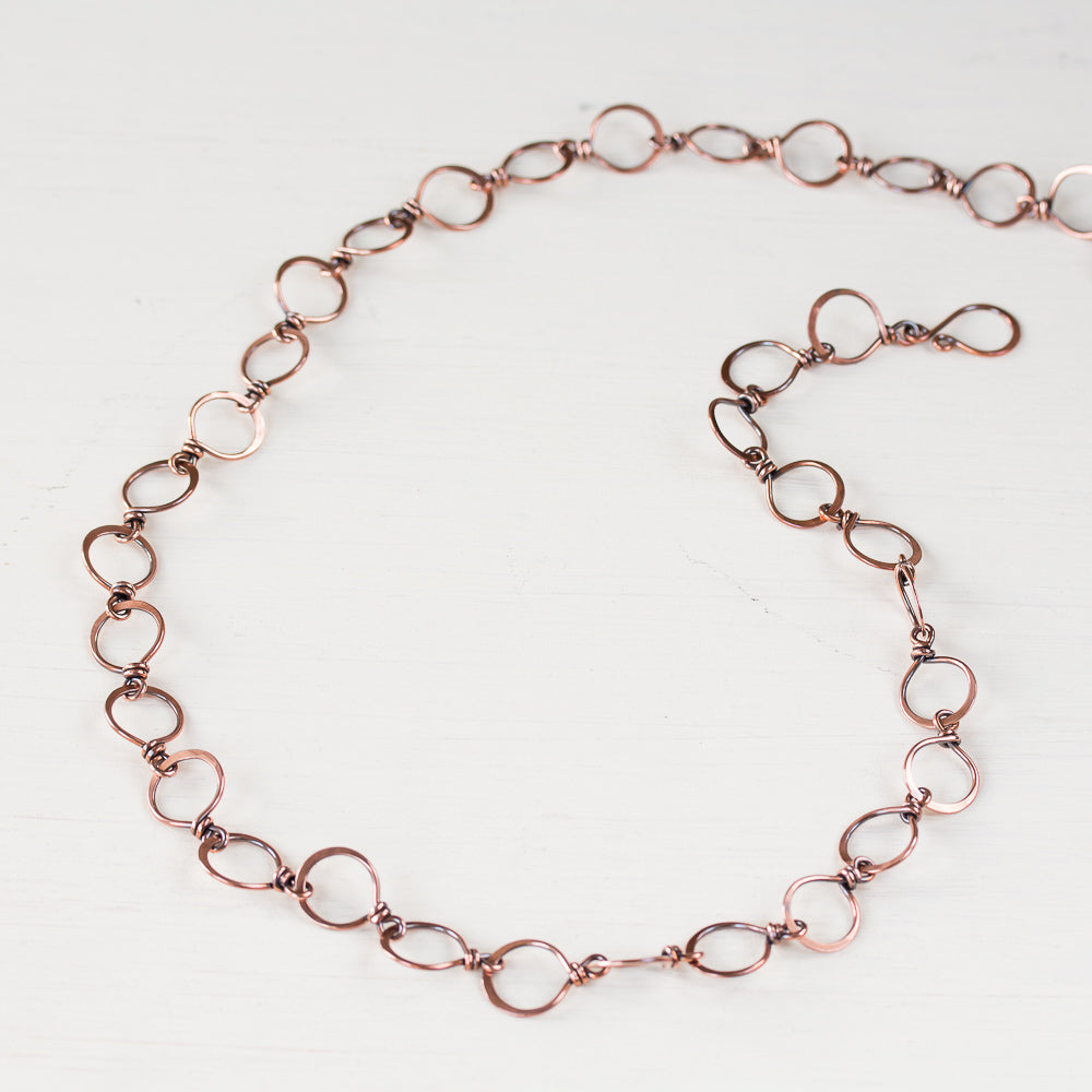 Large Hammered Wire Wrapped Copper Chain Necklace - jewelry by CookOnStrike