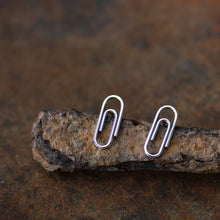 Load image into Gallery viewer, Small Silver Paperclip Earrings - jewelry by CookOnStrike