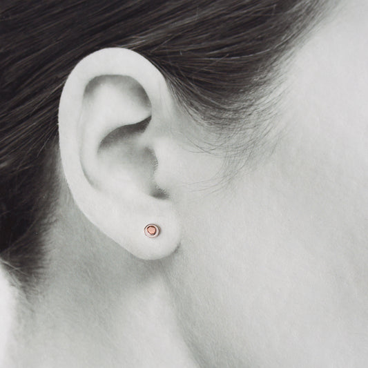 Tiny Layered Disc Stud Earrings, Copper Dot on Sterling Silver - jewelry by CookOnStrike