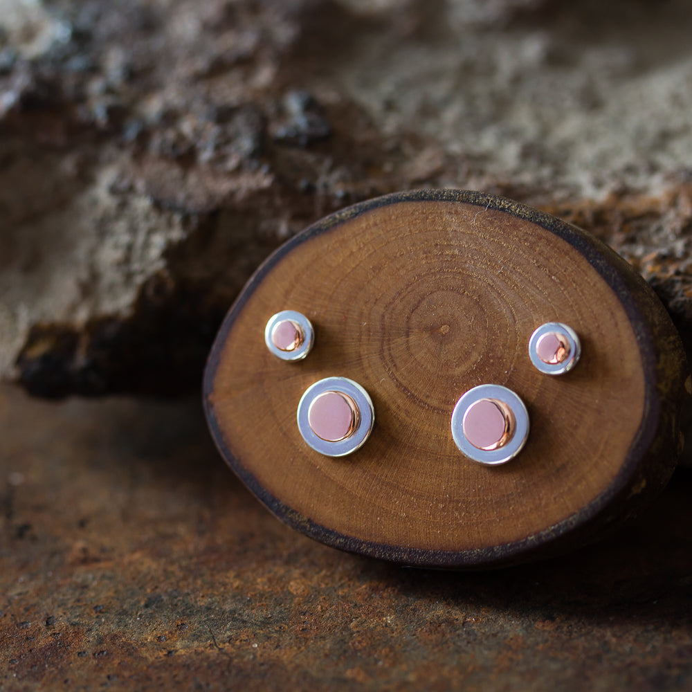 Stylish Double Piercing Earrings Set, Sterling Silver and Copper - jewelry by CookOnStrike