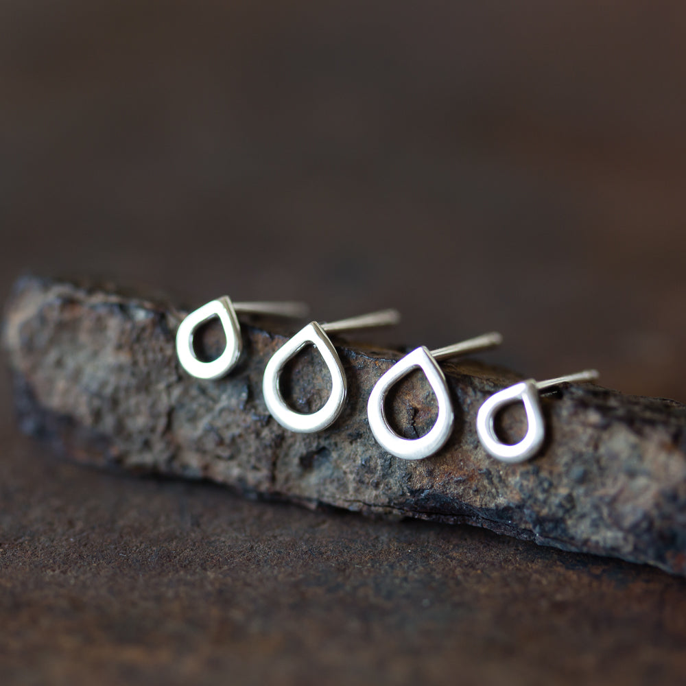Silver Rain Droplets - Double Piercing Stud Earring Set - jewelry by CookOnStrike