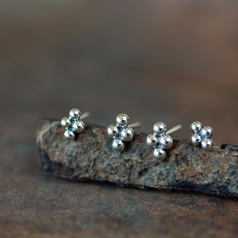 Beaded Diamond Shape Stud Earring Set For Double Piercing - jewelry by CookOnStrike