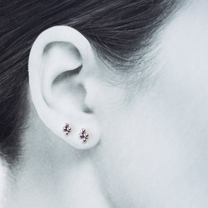 Beaded Diamond Shape Stud Earring Set For Double Piercing - jewelry by CookOnStrike