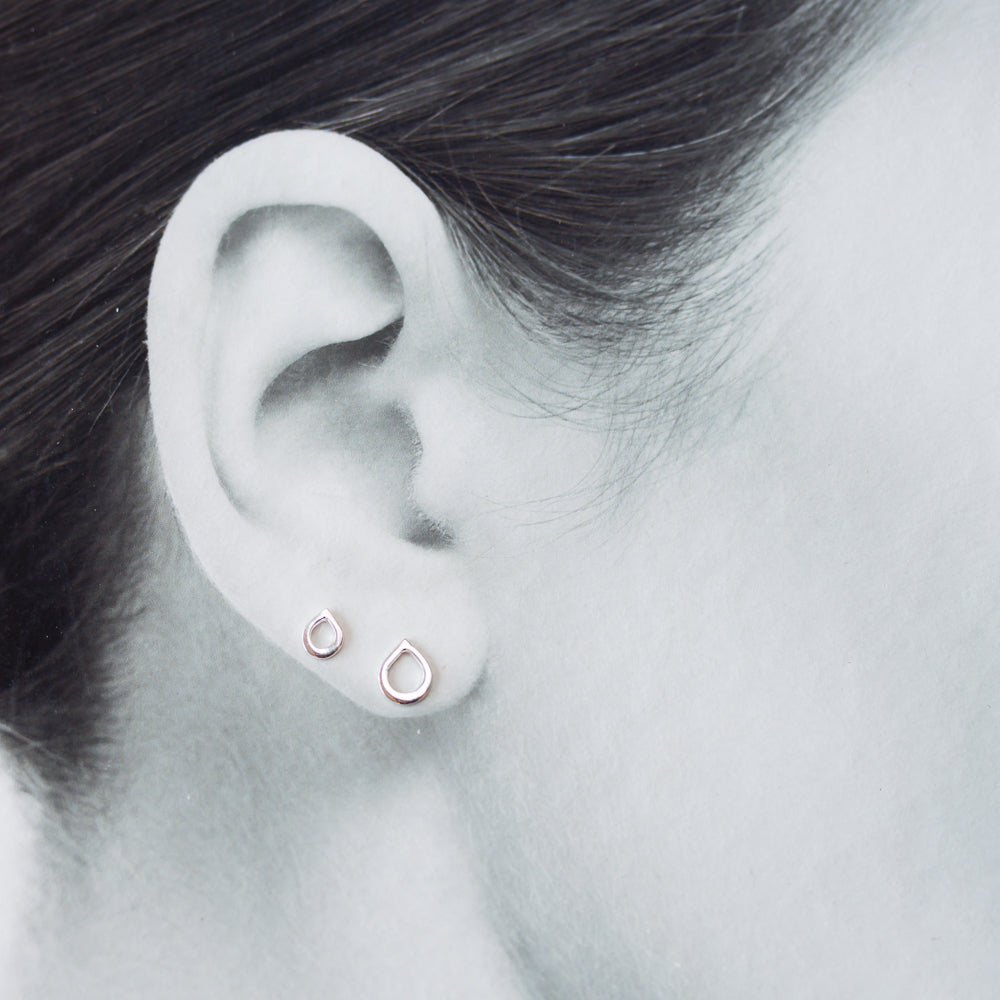 Silver Rain Droplets - Double Piercing Stud Earring Set - jewelry by CookOnStrike