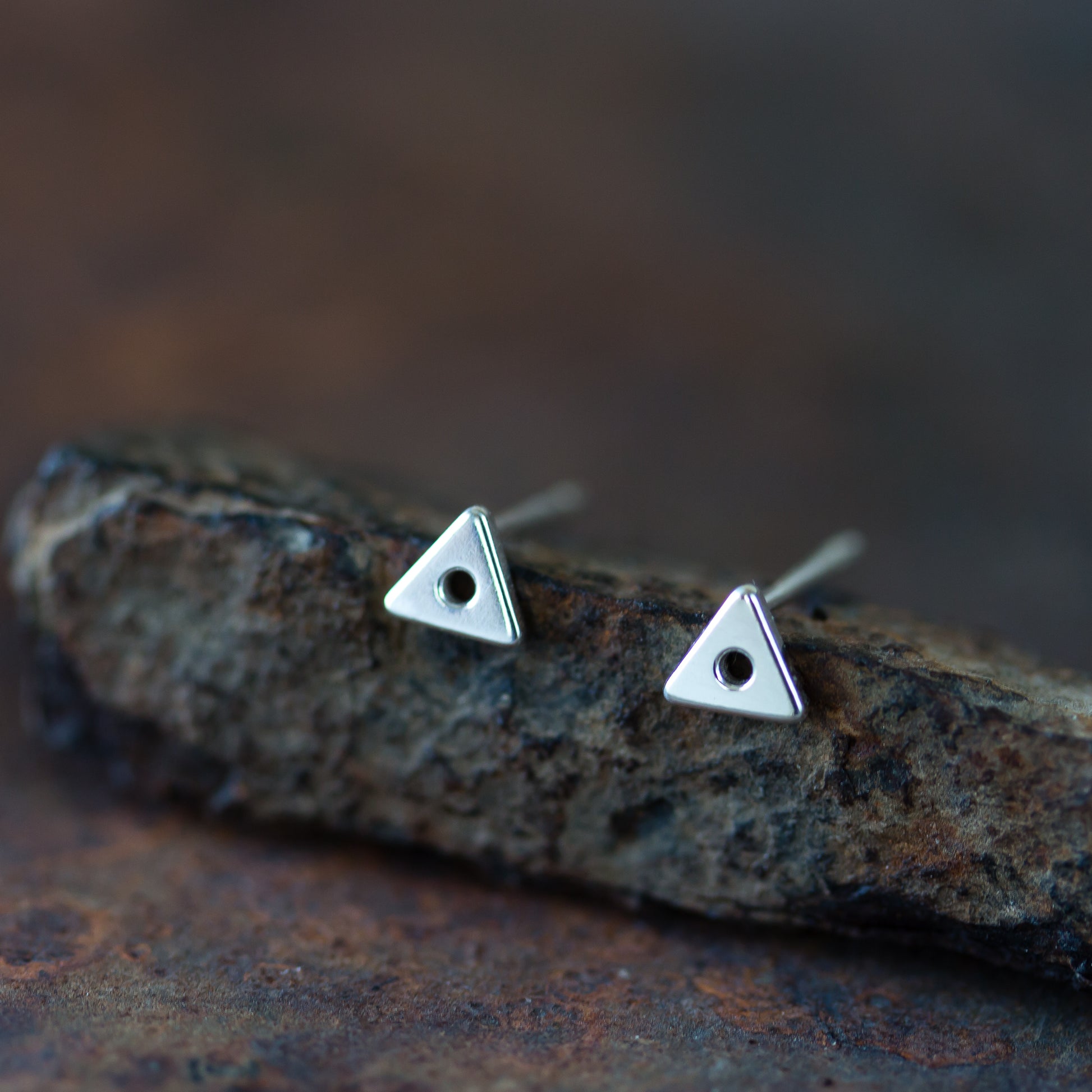 Tiny Triangle Stud Earrings, Sterling Silver - jewelry by CookOnStrike