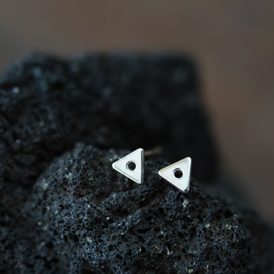 Tiny Triangle Stud Earrings, Sterling Silver - jewelry by CookOnStrike