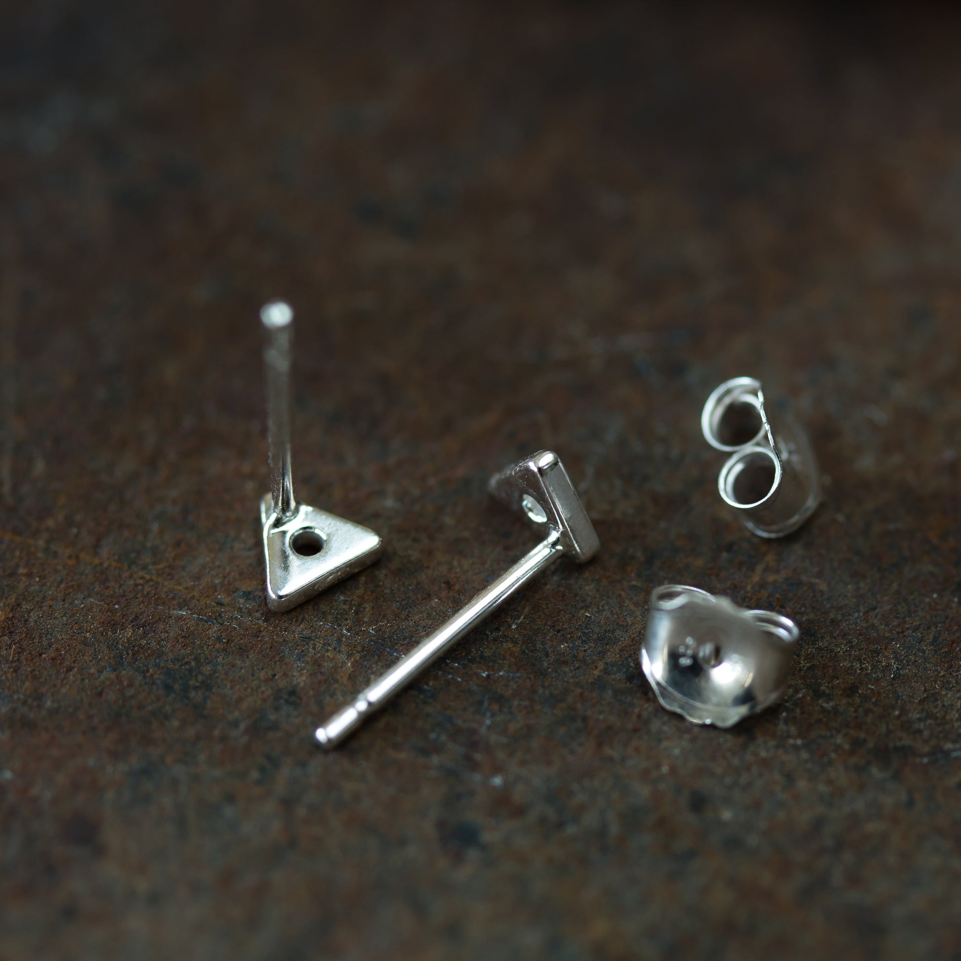 Tiny Triangle Stud Earrings, Sterling Silver - jewelry by CookOnStrike