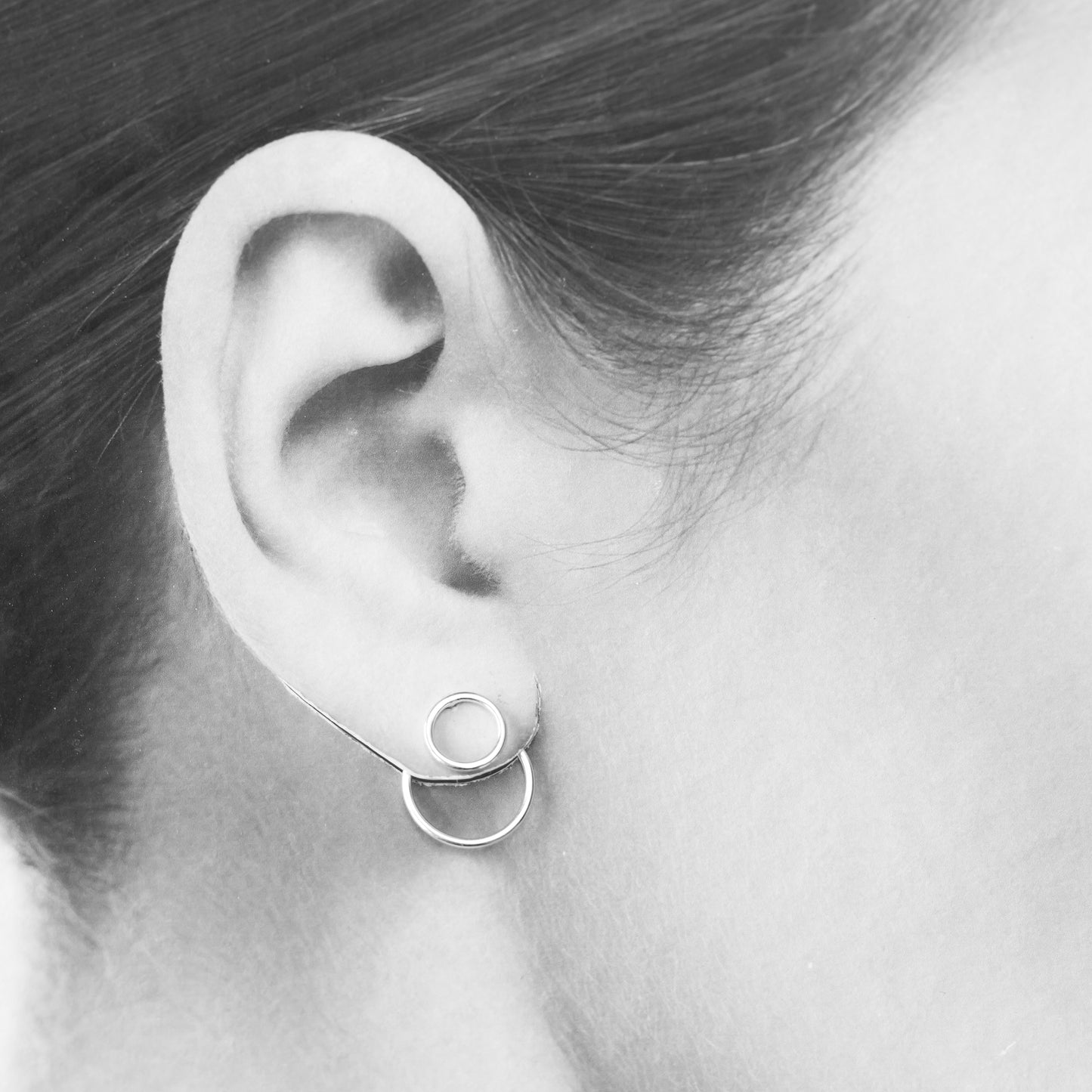 Minimalist Silver Circle Ear Jackets - jewelry by CookOnStrike