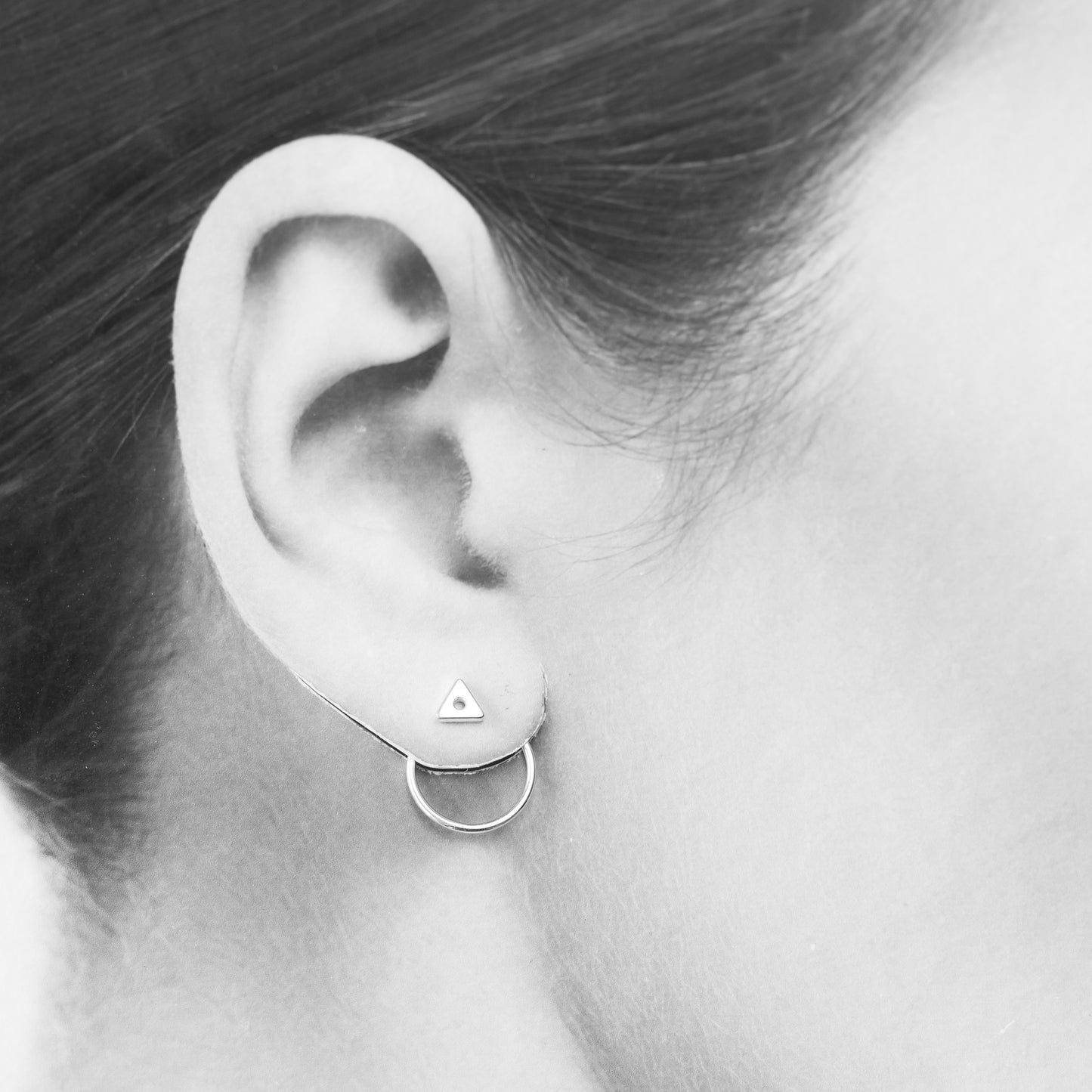 Minimalist Silver Circle Ear Jackets - jewelry by CookOnStrike