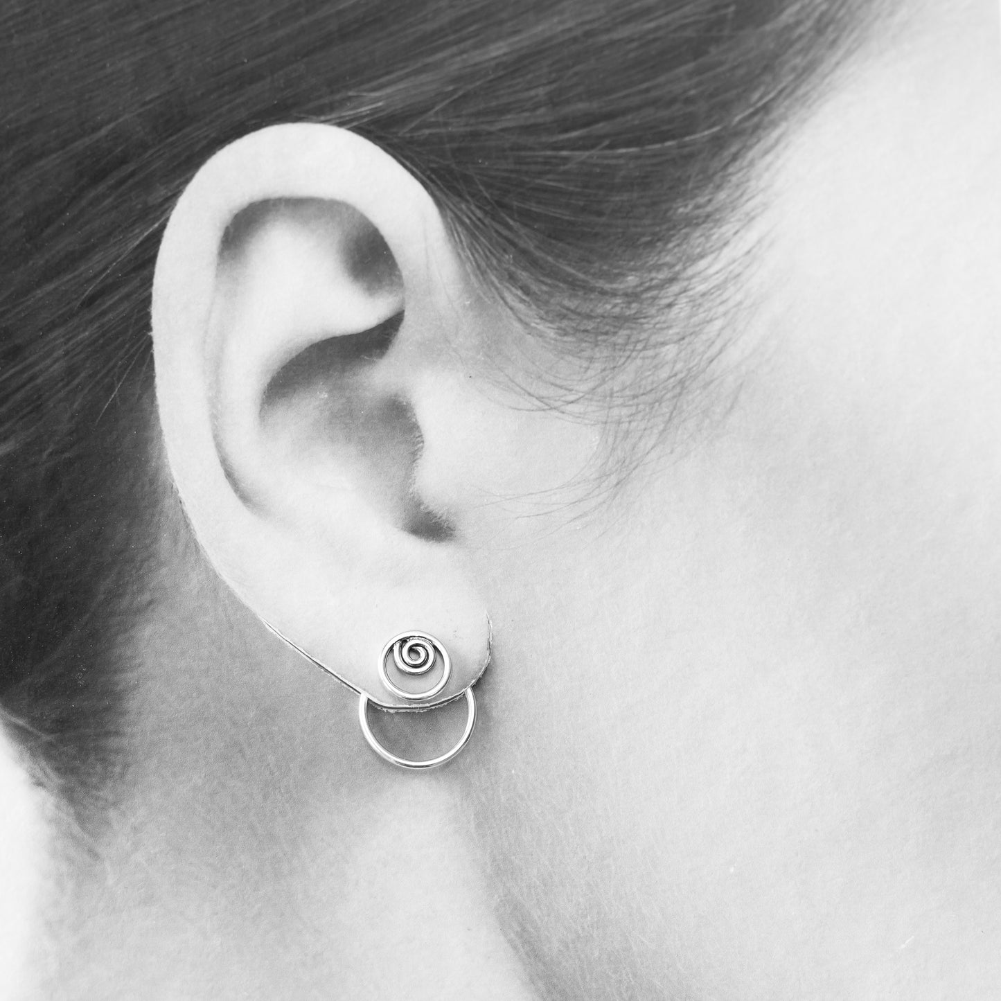 Minimalist Silver Circle Ear Jackets - jewelry by CookOnStrike