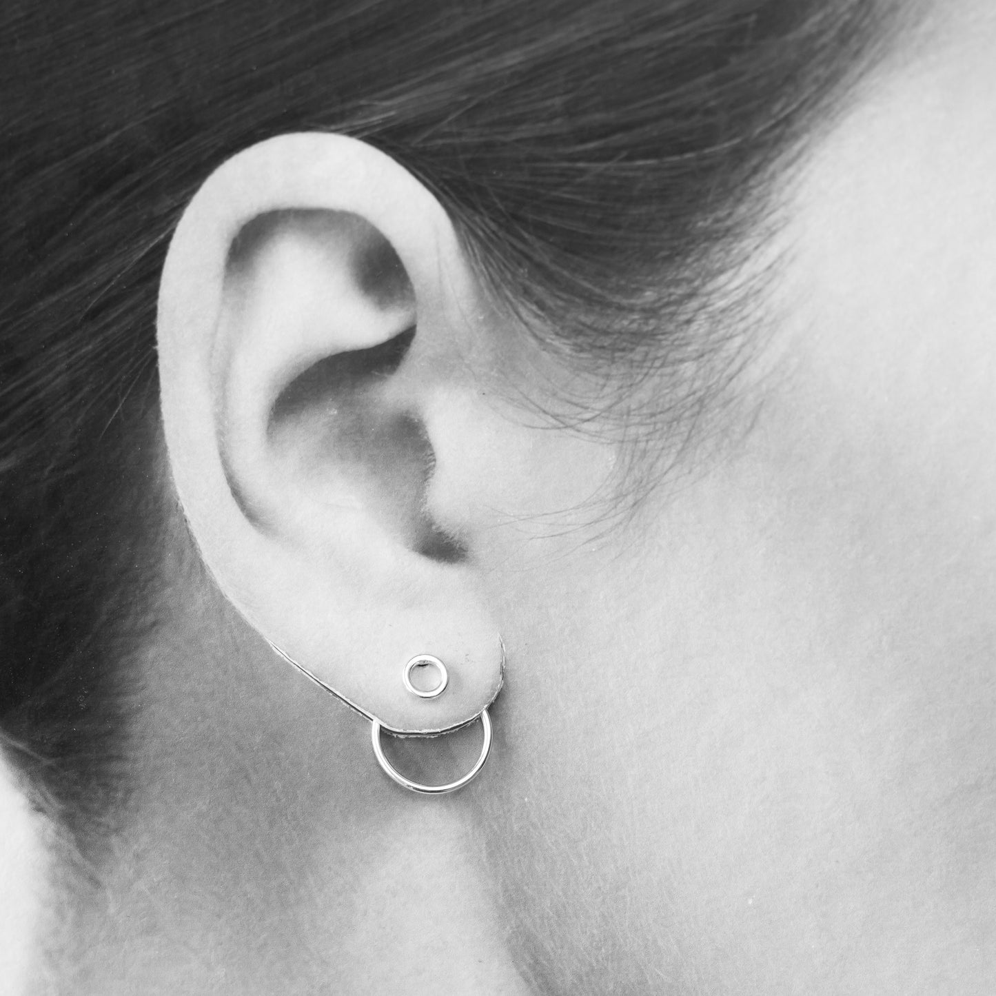 Minimalist Silver Circle Ear Jackets - jewelry by CookOnStrike