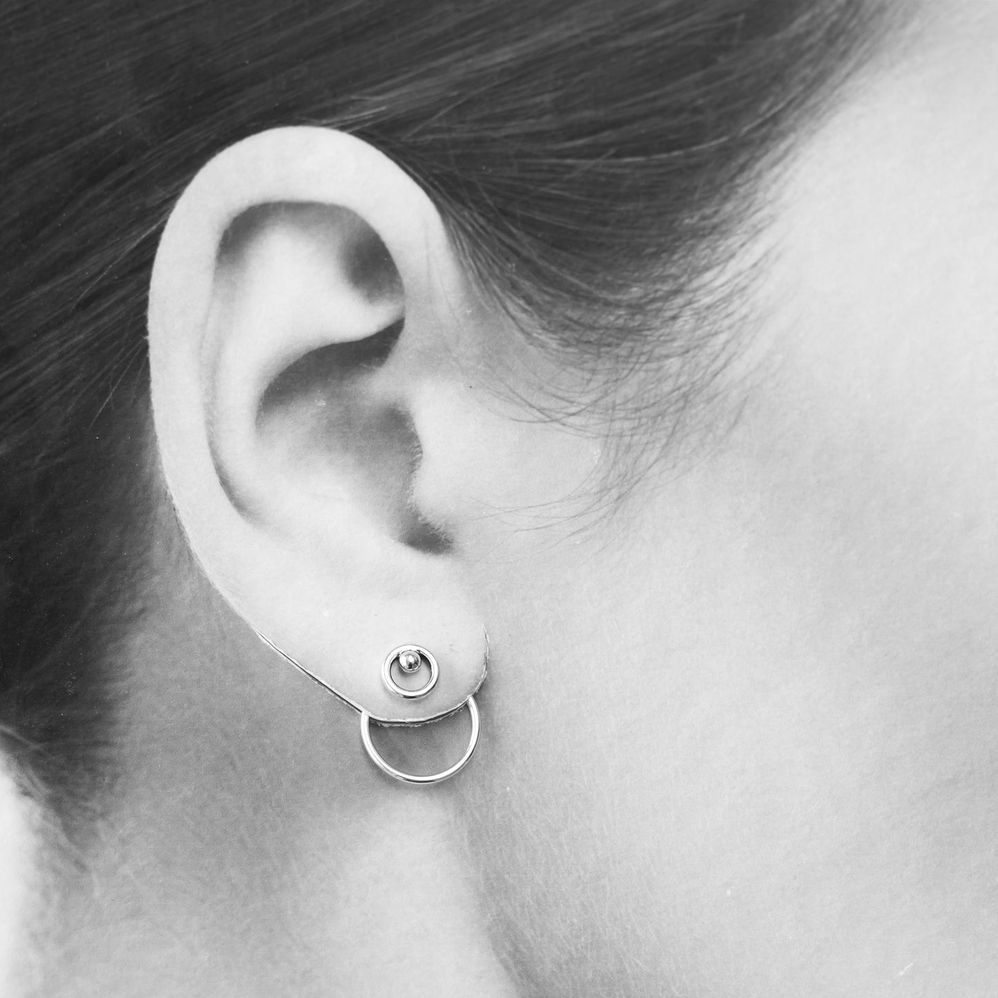 Minimalist Silver Circle Ear Jackets - jewelry by CookOnStrike