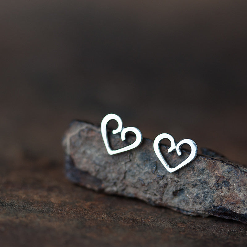Tiny Heart Stud Earrings, romantic gift for her - jewelry by CookOnStrike
