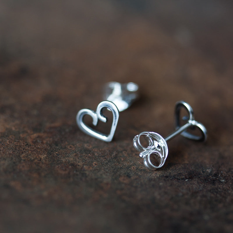Tiny Heart Stud Earrings, romantic gift for her - jewelry by CookOnStrike