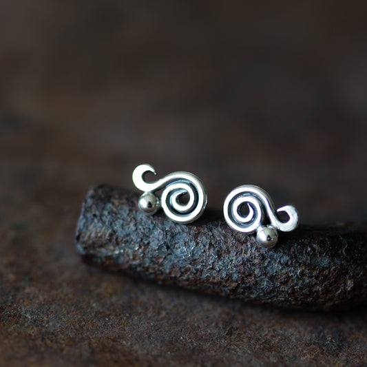 Elegant Dainty Spiral Stud Earrings, Sterling Silver - jewelry by CookOnStrike