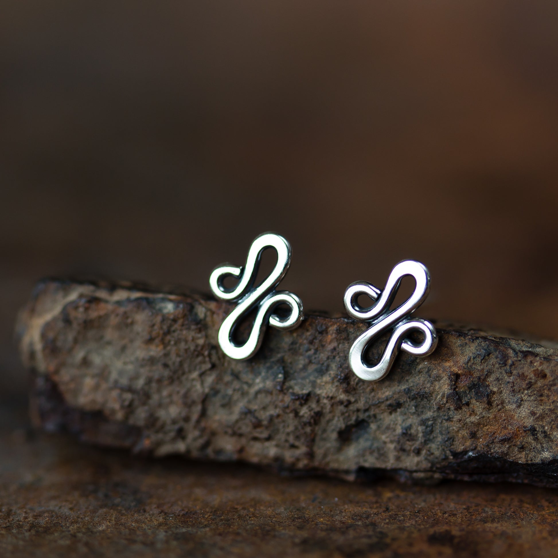 Abstract Tiny Squiggle Stud Earrings, Sterling Silver - jewelry by CookOnStrike