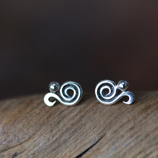 Elegant Dainty Spiral Stud Earrings, Sterling Silver - jewelry by CookOnStrike