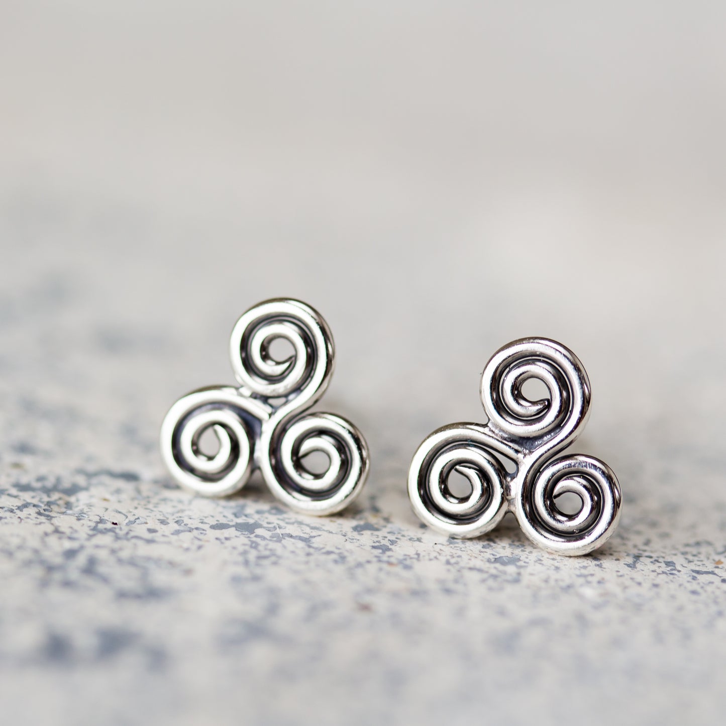 Small Celtic Triskele Earrings, 8mm Triple spiral - jewelry by CookOnStrike