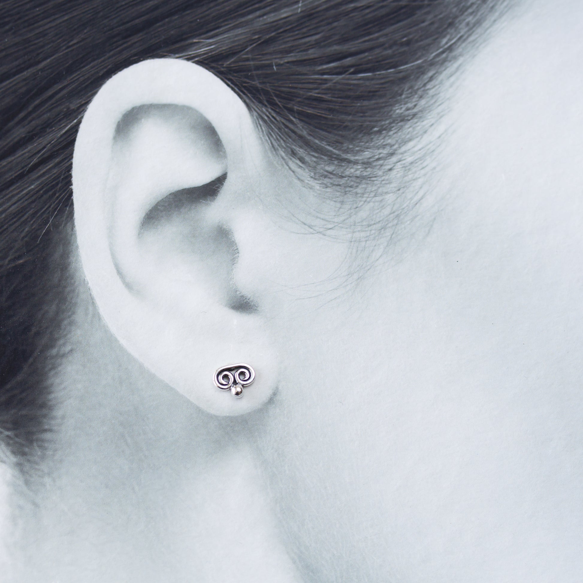 Tiny Double Spiral Stud Earrings, Sterling Silver - jewelry by CookOnStrike