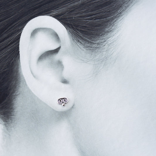 Tiny Double Spiral Stud Earrings, Sterling Silver - jewelry by CookOnStrike