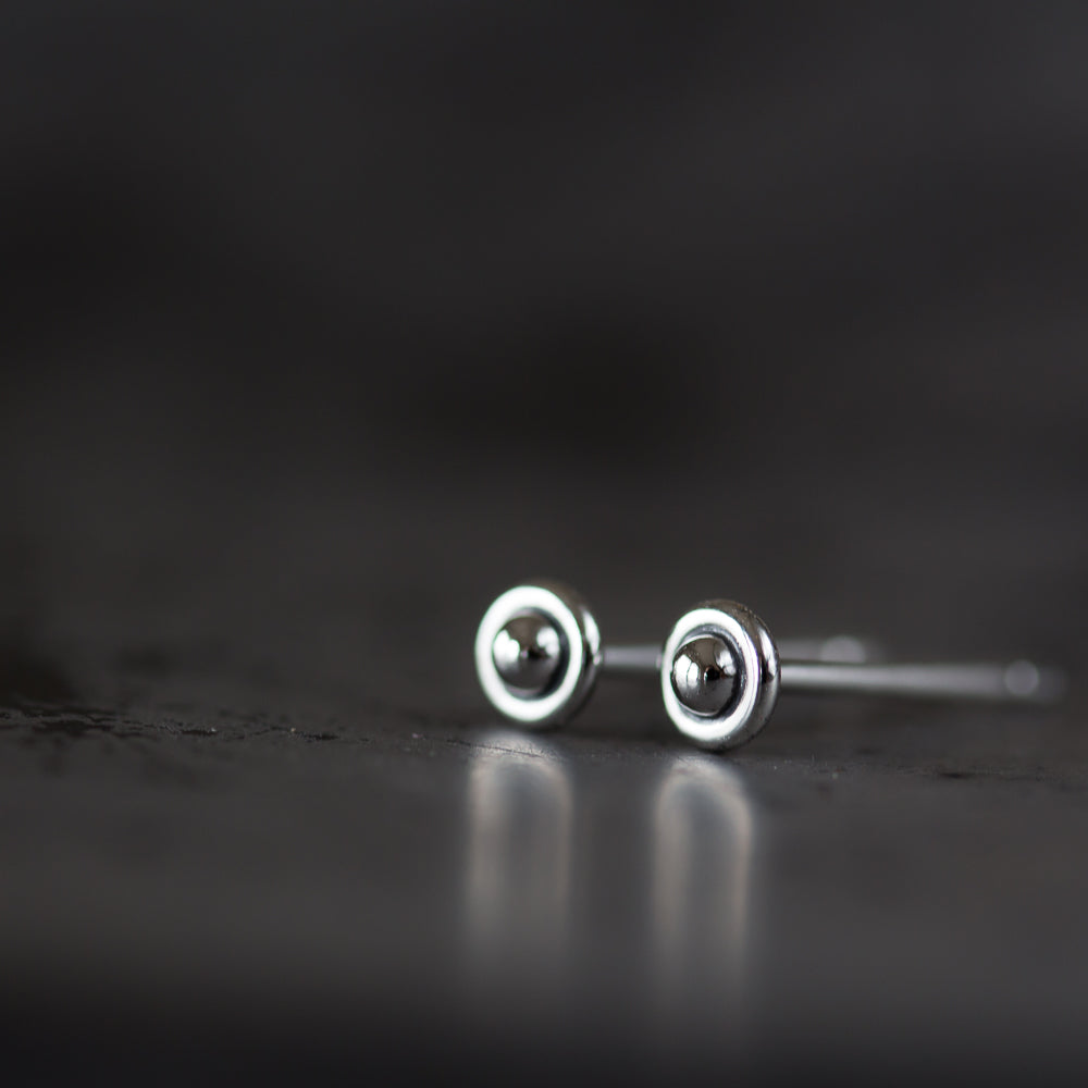 3mm Teeny Tiny Sterling Silver UFO Stud Earrings - CookOnStrike