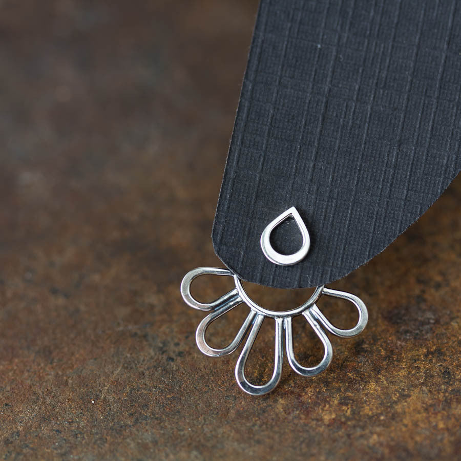 Modern Minimal Silver Petals Ear Jackets, Front And Back Earring Sets - jewelry by CookOnStrike