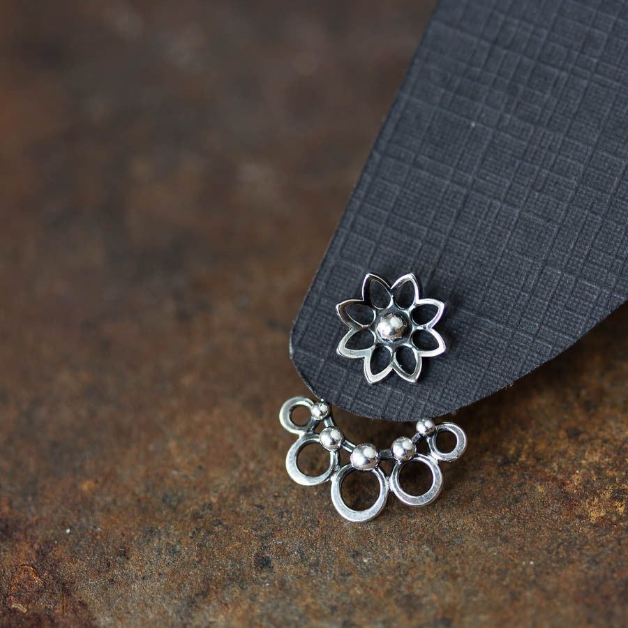 Circles and Dots, Handmade Silver Ear Jackets - jewelry by CookOnStrike