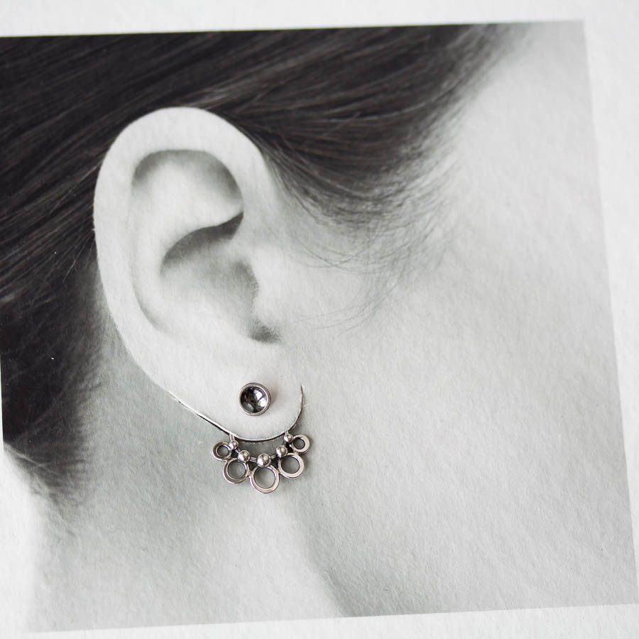 Circles and Dots, Handmade Silver Ear Jackets - jewelry by CookOnStrike