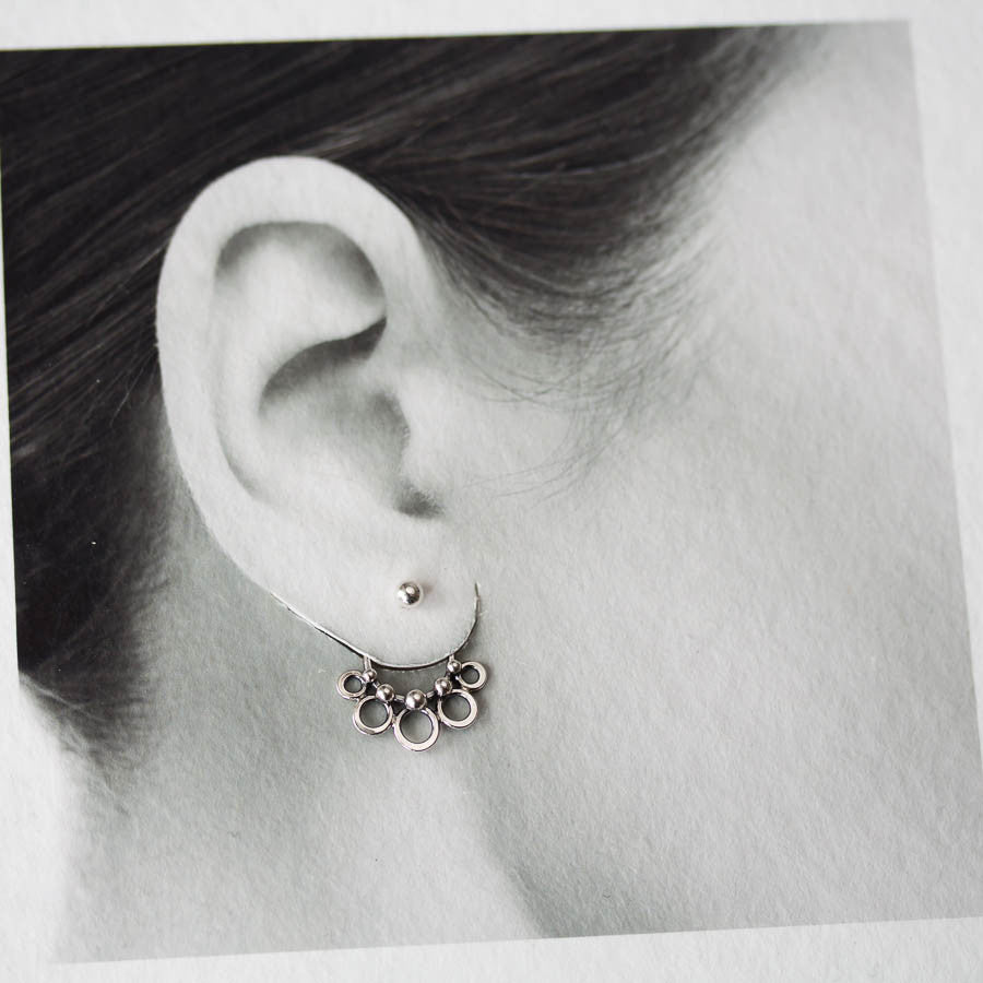 Circles and Dots, Handmade Silver Ear Jackets - jewelry by CookOnStrike