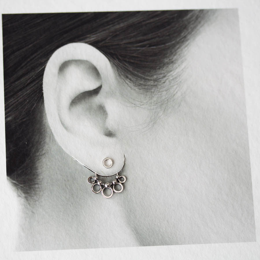 Circles and Dots, Handmade Silver Ear Jackets - jewelry by CookOnStrike