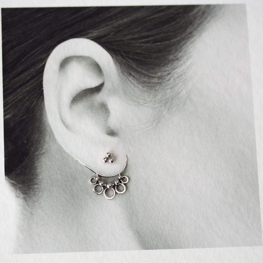 Circles and Dots, Handmade Silver Ear Jackets - jewelry by CookOnStrike