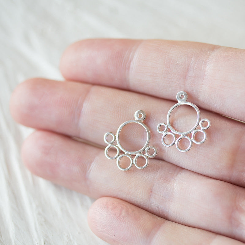 Geometric silver ear jacket earrings, minimalist solid sterling silver circles - jewelry by CookOnStrike