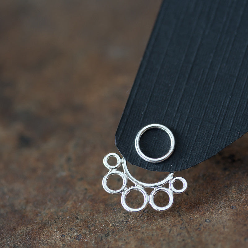 Geometric silver ear jacket earrings, minimalist solid sterling silver circles - jewelry by CookOnStrike