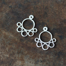 Load image into Gallery viewer, Geometric silver ear jacket earrings, minimalist solid sterling silver circles - jewelry by CookOnStrike