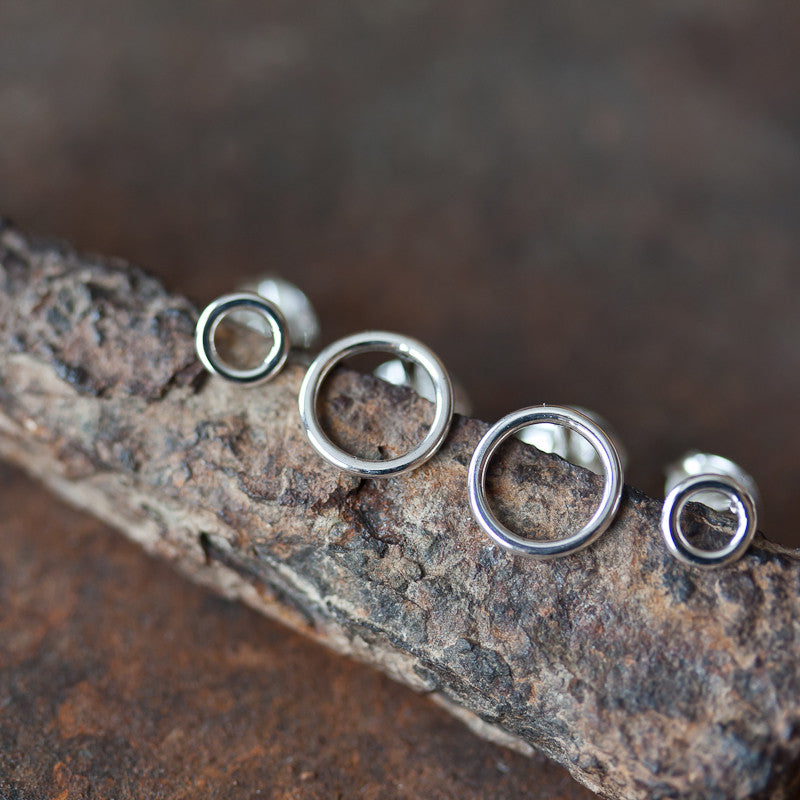Double Piercing Earring Set, Tiny Circle Earrings - jewelry by CookOnStrike