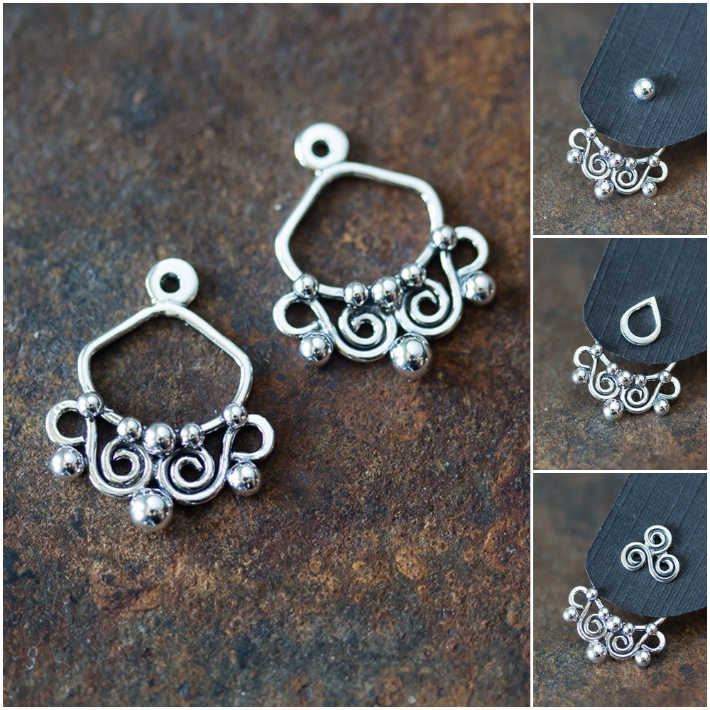 Unique Artisan Handmade Silver Ear Jacket Earrings - jewelry by CookOnStrike