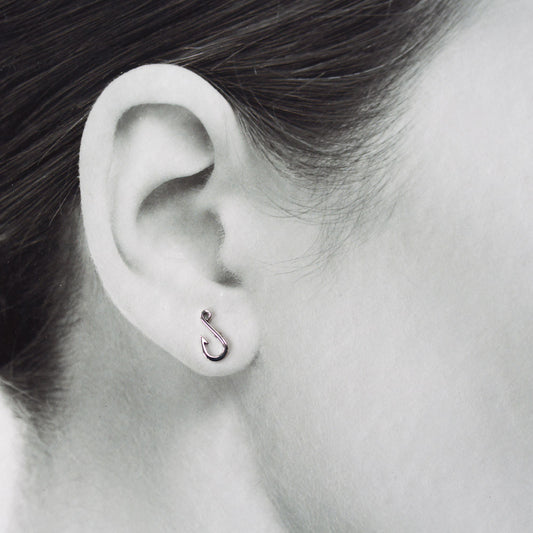 Fish Hook Stud, Single Earring - jewelry by CookOnStrike